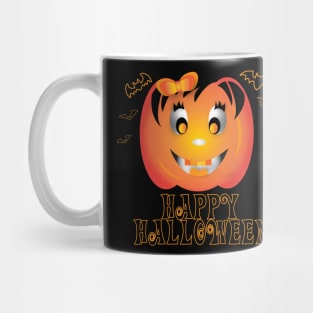 Cute Happy Halloween Pumpkin Girl Mug